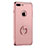 Luxury Metal Frame and Plastic Back Cover with Finger Ring Stand for Apple iPhone 8 Plus Rose Gold