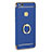 Luxury Metal Frame and Plastic Back Cover with Finger Ring Stand for Huawei GR3 (2017) Blue