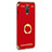 Luxury Metal Frame and Plastic Back Cover with Finger Ring Stand for Samsung Galaxy C7 (2017) Red