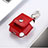 Protective Leather Cover Skin for Apple Airpods Charging Box with Keychain A01 Red