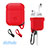 Protective Silicone Cover Skin for Apple Airpods Charging Box with Keychain Z02 Red