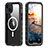 Silicone and Plastic Waterproof Cover Case 360 Degrees Underwater Shell with Mag-Safe Magnetic for Apple iPhone 15 Black