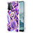 Silicone Candy Rubber Gel Fashionable Pattern Soft Case Cover with Finger Ring Stand Y01B for OnePlus Nord N200 5G Purple