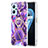 Silicone Candy Rubber Gel Fashionable Pattern Soft Case Cover with Finger Ring Stand Y01B for Oppo A96 4G Purple