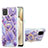 Silicone Candy Rubber Gel Fashionable Pattern Soft Case Cover with Finger Ring Stand Y01B for Samsung Galaxy A12 Purple