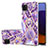 Silicone Candy Rubber Gel Fashionable Pattern Soft Case Cover with Finger Ring Stand Y01B for Samsung Galaxy A22 5G Purple