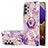 Silicone Candy Rubber Gel Fashionable Pattern Soft Case Cover with Finger Ring Stand Y01B for Samsung Galaxy A32 4G Clove Purple