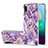 Silicone Candy Rubber Gel Fashionable Pattern Soft Case Cover with Finger Ring Stand Y01B for Samsung Galaxy M02 Purple