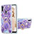 Silicone Candy Rubber Gel Fashionable Pattern Soft Case Cover with Finger Ring Stand Y01B for Samsung Galaxy M11 Purple