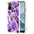 Silicone Candy Rubber Gel Fashionable Pattern Soft Case Cover with Finger Ring Stand Y01B for Xiaomi Poco M5S Purple