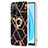 Silicone Candy Rubber Gel Fashionable Pattern Soft Case Cover with Finger Ring Stand Y02B for Oppo A53s 5G Black