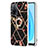 Silicone Candy Rubber Gel Fashionable Pattern Soft Case Cover with Finger Ring Stand Y02B for Oppo A55 5G Black