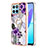 Silicone Candy Rubber Gel Fashionable Pattern Soft Case Cover with Finger Ring Stand Y03B for Huawei Honor X6 5G Purple