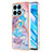 Silicone Candy Rubber Gel Fashionable Pattern Soft Case Cover with Finger Ring Stand Y03B for Huawei Honor X8a 4G Blue