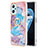 Silicone Candy Rubber Gel Fashionable Pattern Soft Case Cover with Finger Ring Stand Y03B for Oppo A96 4G Blue