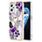 Silicone Candy Rubber Gel Fashionable Pattern Soft Case Cover with Finger Ring Stand Y03B for Oppo A96 4G Purple