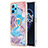 Silicone Candy Rubber Gel Fashionable Pattern Soft Case Cover with Finger Ring Stand Y03B for Realme 9 5G Blue