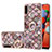 Silicone Candy Rubber Gel Fashionable Pattern Soft Case Cover with Finger Ring Stand Y03B for Samsung Galaxy M11 Brown