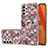 Silicone Candy Rubber Gel Fashionable Pattern Soft Case Cover with Finger Ring Stand Y03B for Samsung Galaxy M32 5G Brown