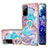 Silicone Candy Rubber Gel Fashionable Pattern Soft Case Cover with Finger Ring Stand Y03B for Samsung Galaxy S20 FE 4G Blue