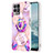 Silicone Candy Rubber Gel Fashionable Pattern Soft Case Cover with Finger Ring Stand Y04B for Realme 8i Clove Purple