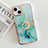 Silicone Candy Rubber Gel Fashionable Pattern Soft Case Cover with Finger Ring Stand Y05B for Apple iPhone 13 Green