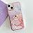 Silicone Candy Rubber Gel Fashionable Pattern Soft Case Cover with Finger Ring Stand Y05B for Apple iPhone 15 Pink