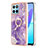 Silicone Candy Rubber Gel Fashionable Pattern Soft Case Cover with Finger Ring Stand Y05B for Huawei Honor 70 Lite 5G Purple