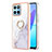 Silicone Candy Rubber Gel Fashionable Pattern Soft Case Cover with Finger Ring Stand Y05B for Huawei Honor 70 Lite 5G White