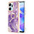 Silicone Candy Rubber Gel Fashionable Pattern Soft Case Cover with Finger Ring Stand Y05B for Huawei Honor X7a Purple