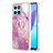 Silicone Candy Rubber Gel Fashionable Pattern Soft Case Cover with Finger Ring Stand Y05B for Huawei Honor X8 5G Clove Purple