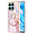 Silicone Candy Rubber Gel Fashionable Pattern Soft Case Cover with Finger Ring Stand Y05B for Huawei Honor X8a 4G Pink