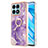 Silicone Candy Rubber Gel Fashionable Pattern Soft Case Cover with Finger Ring Stand Y05B for Huawei Honor X8a 4G Purple