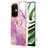 Silicone Candy Rubber Gel Fashionable Pattern Soft Case Cover with Finger Ring Stand Y05B for OnePlus Nord CE 3 5G Clove Purple