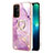 Silicone Candy Rubber Gel Fashionable Pattern Soft Case Cover with Finger Ring Stand Y05B for Oppo A54 5G Clove Purple