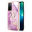 Silicone Candy Rubber Gel Fashionable Pattern Soft Case Cover with Finger Ring Stand Y05B for Oppo A56 5G Clove Purple