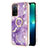 Silicone Candy Rubber Gel Fashionable Pattern Soft Case Cover with Finger Ring Stand Y05B for Oppo A56 5G Purple