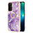 Silicone Candy Rubber Gel Fashionable Pattern Soft Case Cover with Finger Ring Stand Y05B for Oppo A74 5G Purple