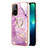 Silicone Candy Rubber Gel Fashionable Pattern Soft Case Cover with Finger Ring Stand Y05B for Oppo A95 5G Clove Purple