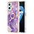 Silicone Candy Rubber Gel Fashionable Pattern Soft Case Cover with Finger Ring Stand Y05B for Oppo A96 4G Purple