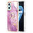 Silicone Candy Rubber Gel Fashionable Pattern Soft Case Cover with Finger Ring Stand Y05B for Oppo K10 4G Clove Purple