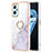 Silicone Candy Rubber Gel Fashionable Pattern Soft Case Cover with Finger Ring Stand Y05B for Oppo K10 4G White