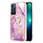 Silicone Candy Rubber Gel Fashionable Pattern Soft Case Cover with Finger Ring Stand Y05B for Oppo Reno6 5G Clove Purple