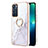 Silicone Candy Rubber Gel Fashionable Pattern Soft Case Cover with Finger Ring Stand Y05B for Oppo Reno6 5G White