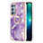 Silicone Candy Rubber Gel Fashionable Pattern Soft Case Cover with Finger Ring Stand Y05B for Oppo Reno6 Pro 5G Purple