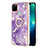 Silicone Candy Rubber Gel Fashionable Pattern Soft Case Cover with Finger Ring Stand Y05B for Realme C21Y Purple