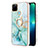 Silicone Candy Rubber Gel Fashionable Pattern Soft Case Cover with Finger Ring Stand Y05B for Realme C25Y India Green