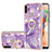 Silicone Candy Rubber Gel Fashionable Pattern Soft Case Cover with Finger Ring Stand Y05B for Samsung Galaxy A11 Purple