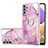 Silicone Candy Rubber Gel Fashionable Pattern Soft Case Cover with Finger Ring Stand Y05B for Samsung Galaxy A13 4G Clove Purple