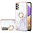 Silicone Candy Rubber Gel Fashionable Pattern Soft Case Cover with Finger Ring Stand Y05B for Samsung Galaxy A13 4G White